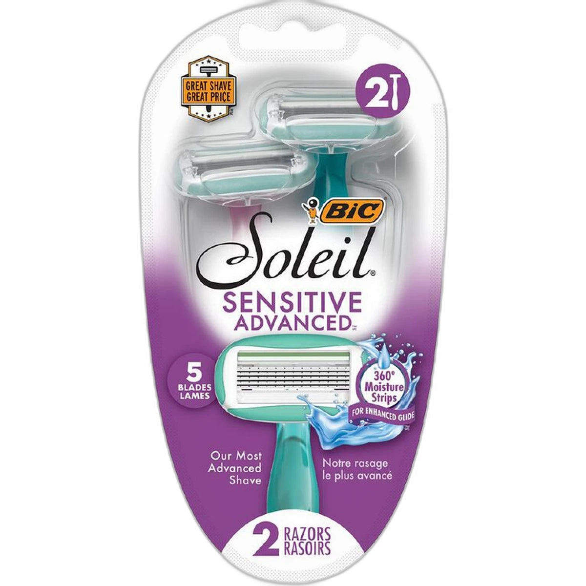 BIC Soleil Sensitive Advanced Womens Disposable Razors Blades 3.2Oz (Pack of 72)