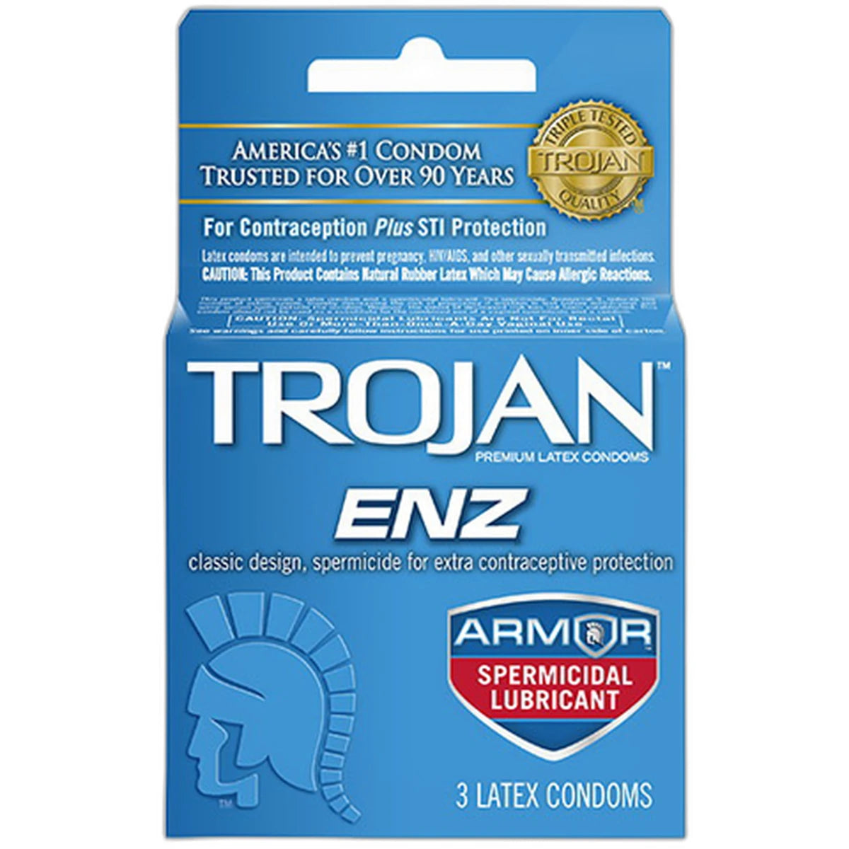 Trojan-Enz Condoms Spermicidal Lubricated Latex Condoms 0.64oz (Pack of 48)