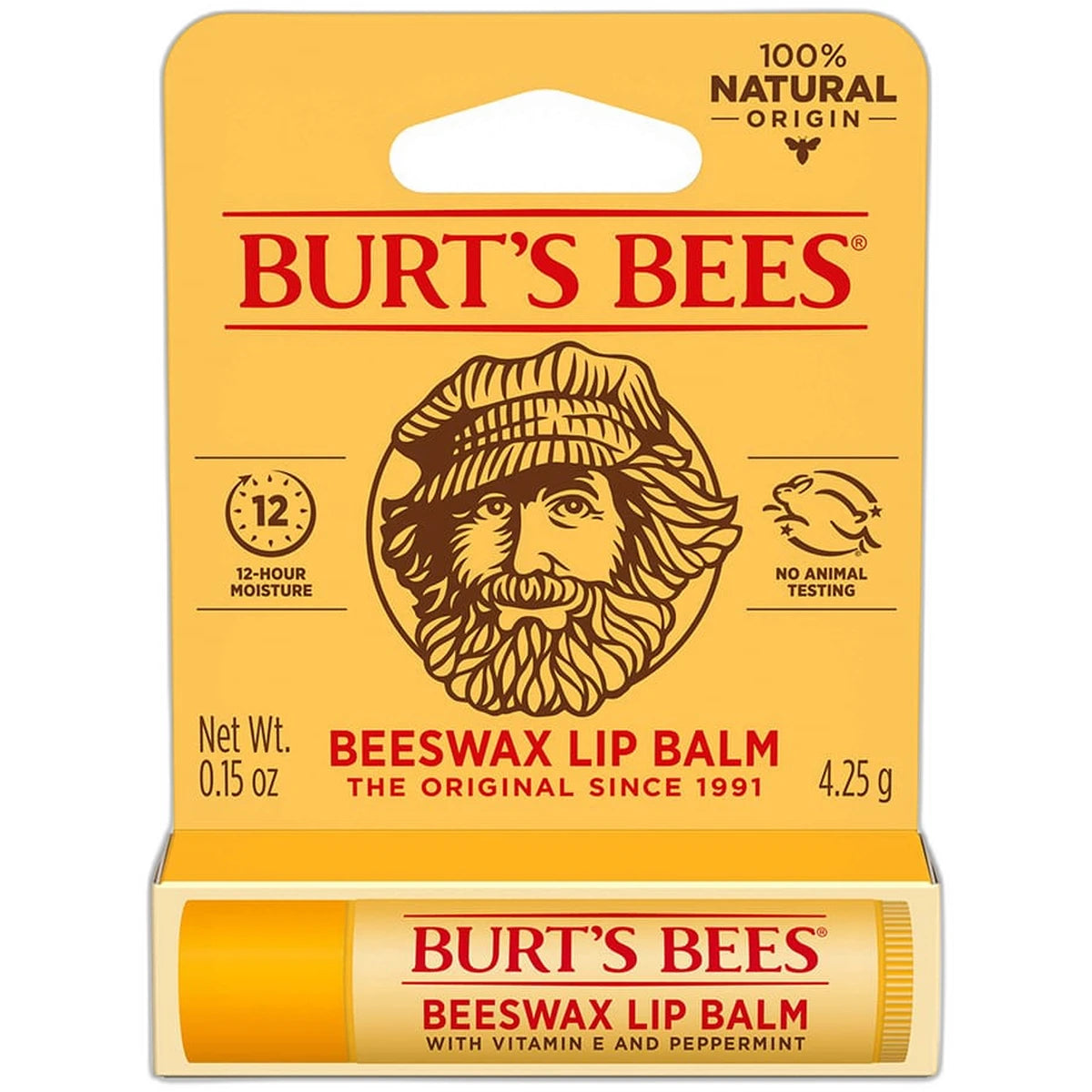 Burts Bees 100% Natural Origin Moisturizing Lip Balm Original Beeswax 0.15Oz (Pack Of 48)