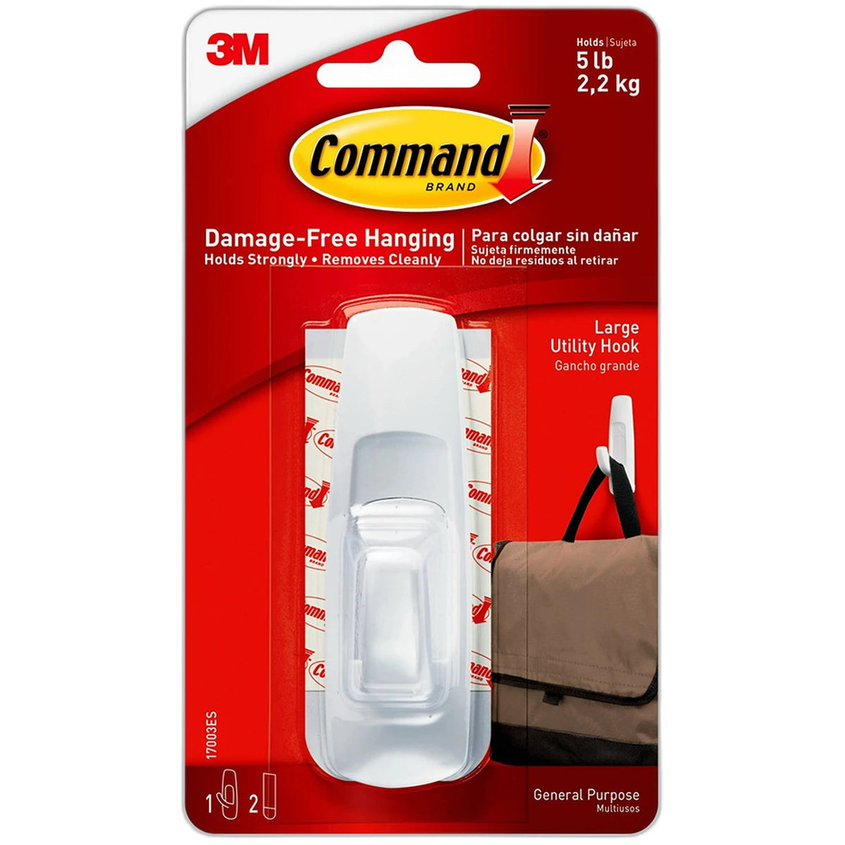 3M Command Utility Hook Removable Adhesive Plastic 0.71Oz (Pack of 36)