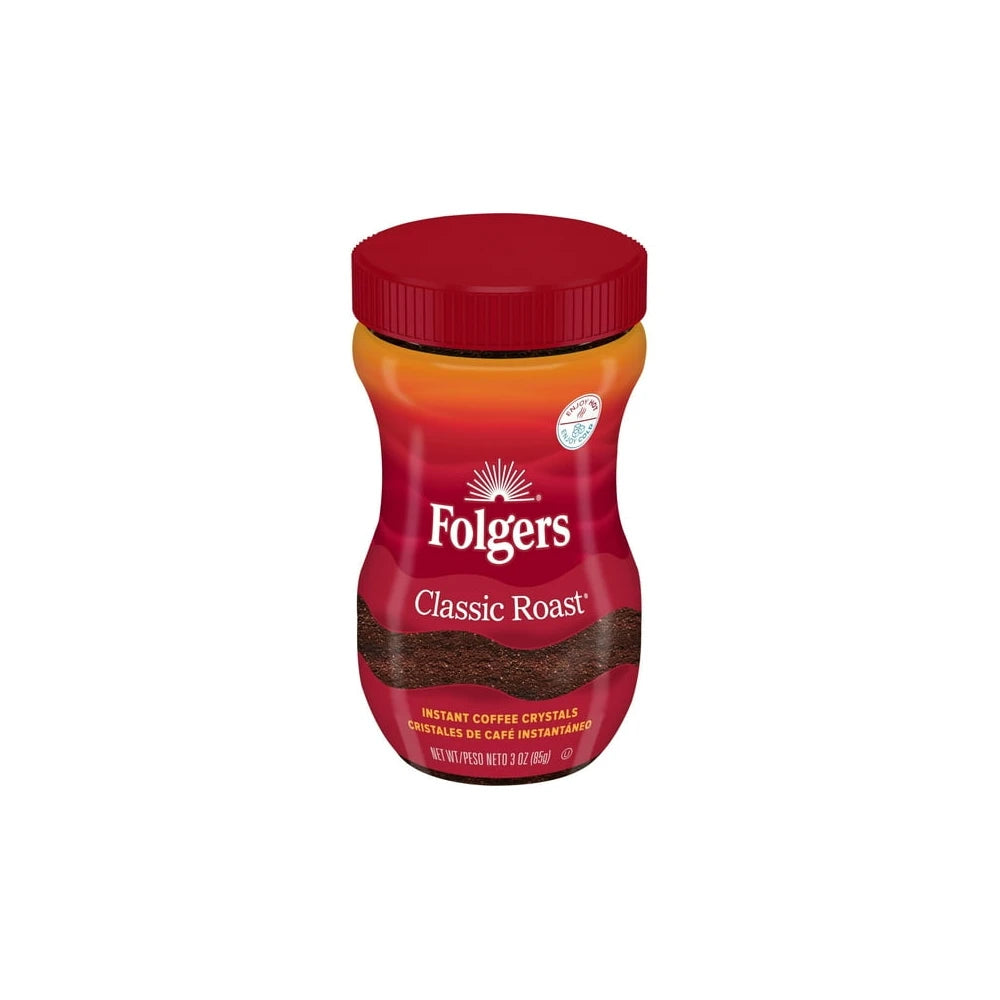 Folgers Classic Roast Instant Coffee 3 OZ (Pack of 12)