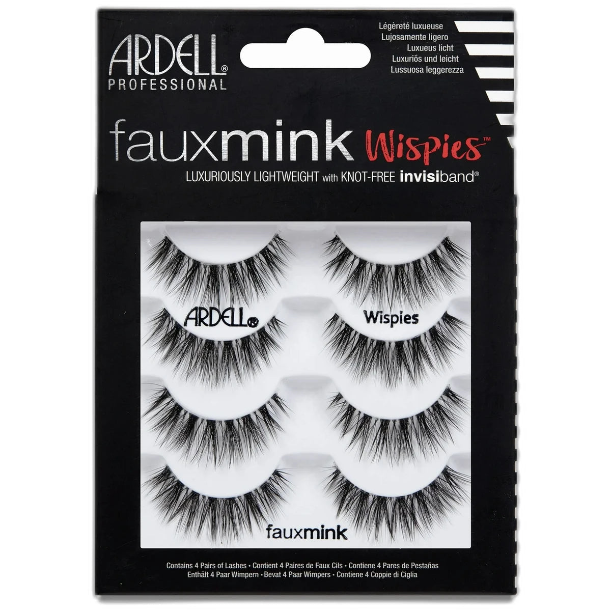 Ardell Faux Mink Wispies False Eyelashes Black 0.3Oz (Pack Of 36)