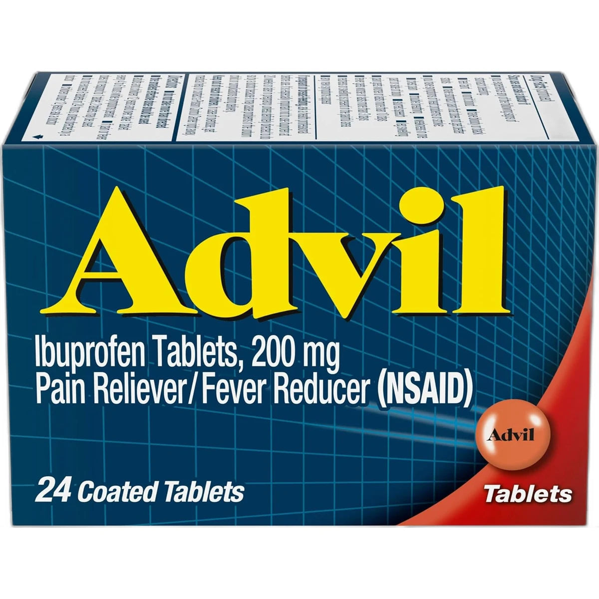 Advil Advanced Medicine For Pain And Fever Reducer Ibuprofen 200 Mg Tablets 0.8oz(Pack of 72)