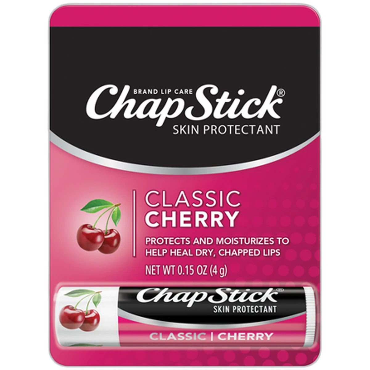 Chapstick Classic Cherry Flavor Skin Protectant Flavored Lip Balm Tube 0.15Oz (Pack of 144)