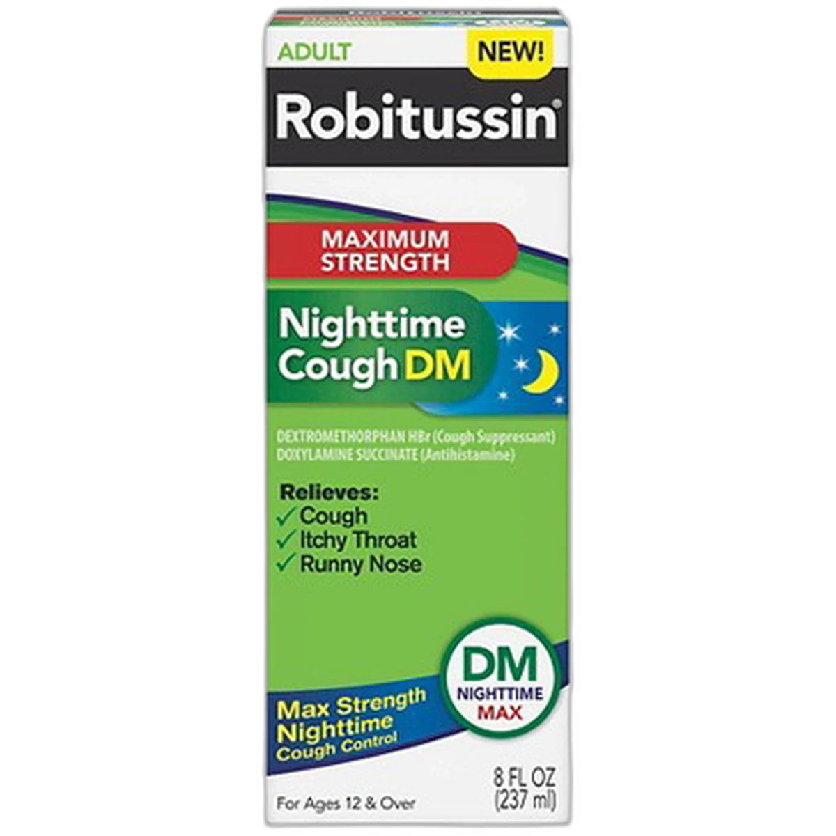 Robitussin Maximum Strength Nighttime Cough DM 8Oz (Pack of 12)