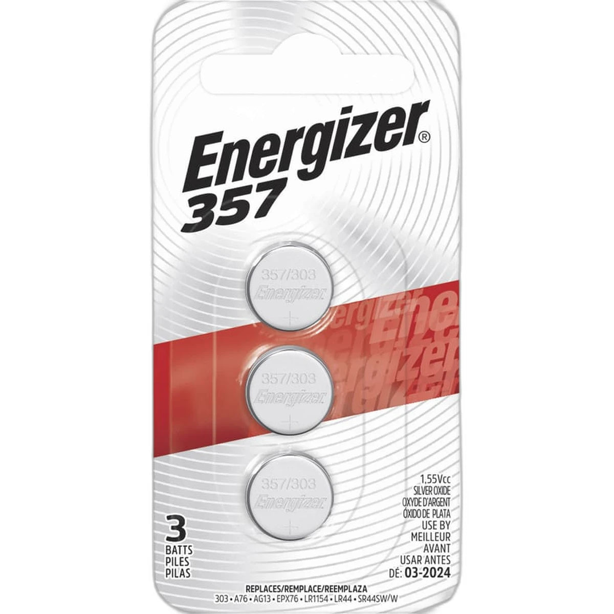 Energizer Button Cell Batteries 357 303 0.38Oz (Pack of 120)
