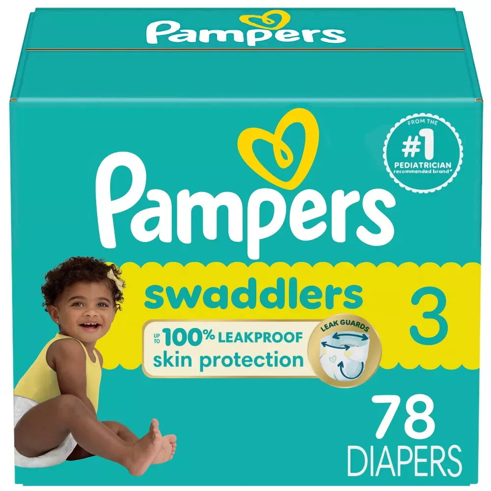 Pampers Swaddlers Active Baby Diapers Size 3 77.28Oz (Pack of 1)
