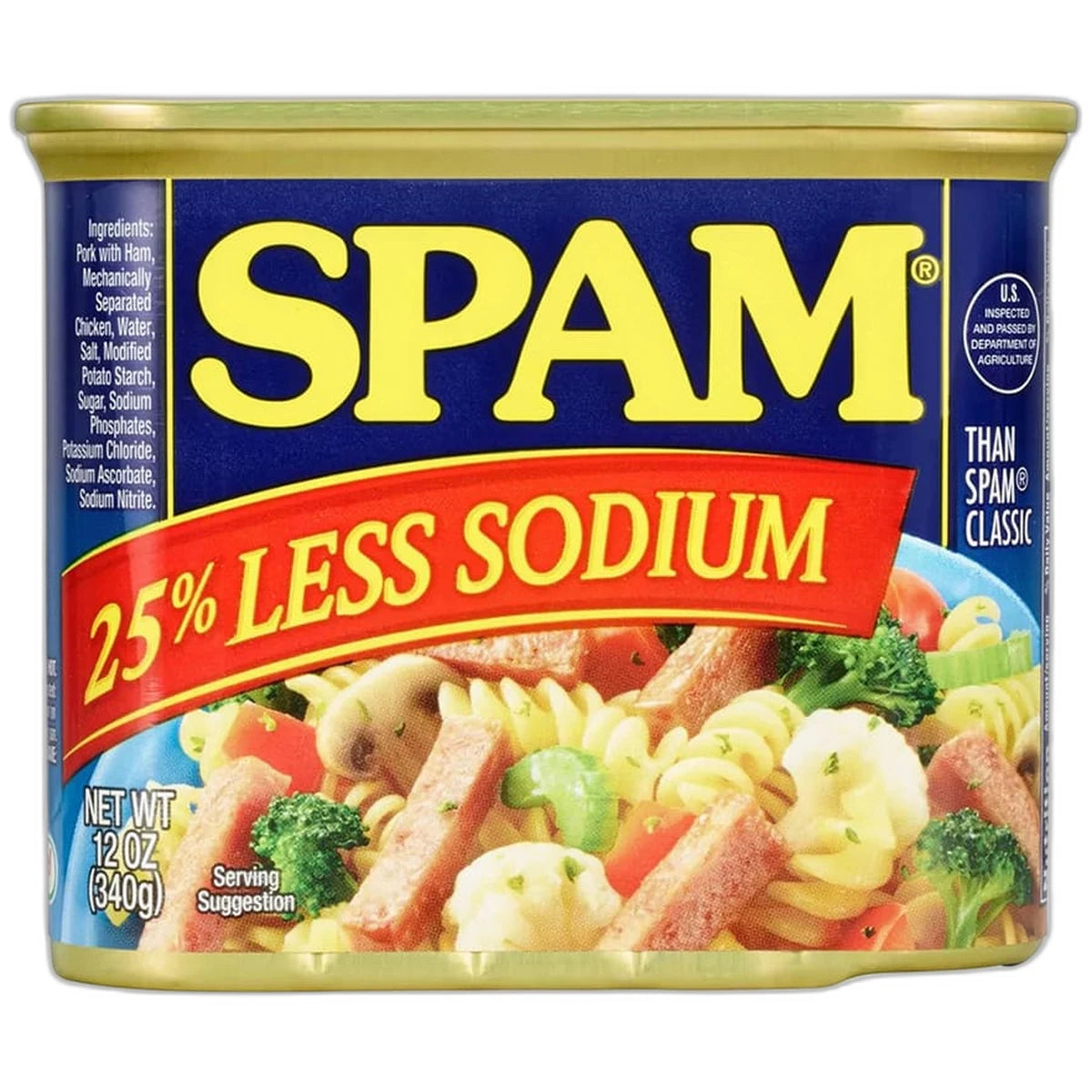 Spam Less Sodium Lunch Meat 12Oz (Pack of 12)