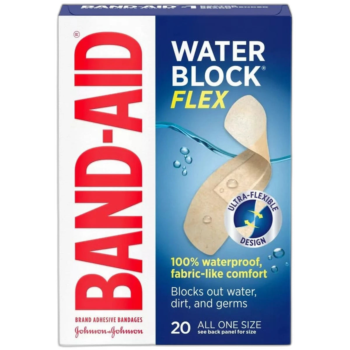 Band Aid Water Block Adhesive Bandages 0.63Oz (Pack Of 24)
