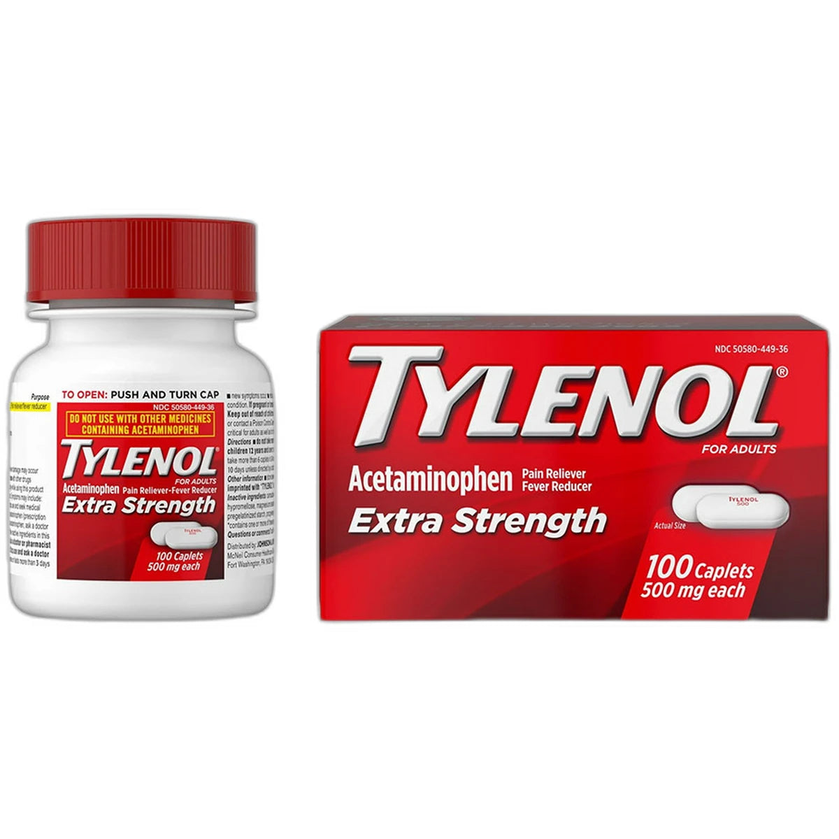 Tylenol Extra Strength Caplets For Adults 3.68Oz (Pack of 48)