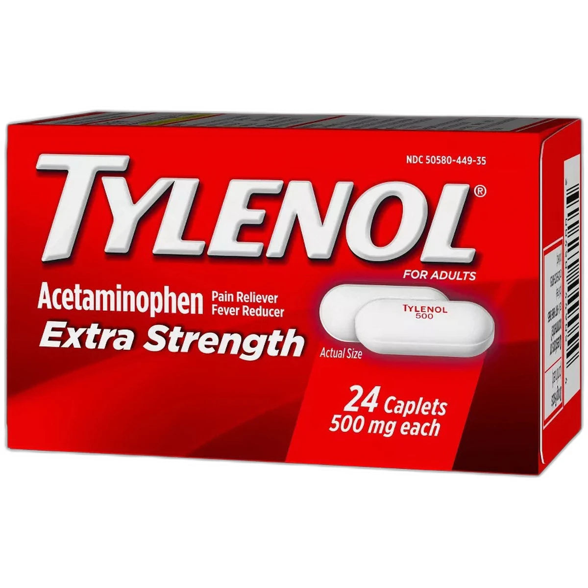 Tylenol Extra Strength Pain Reliever And Fever Reducer Caplets 0.16Oz (Pack Of 72)