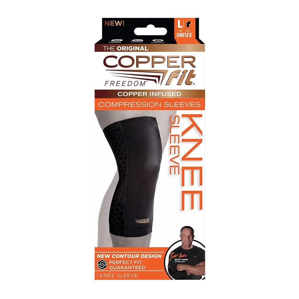 Copper Fit unisex adult Freedom Knee Compression Sleeve Hosiery, Black, Large US (Pack of 12)