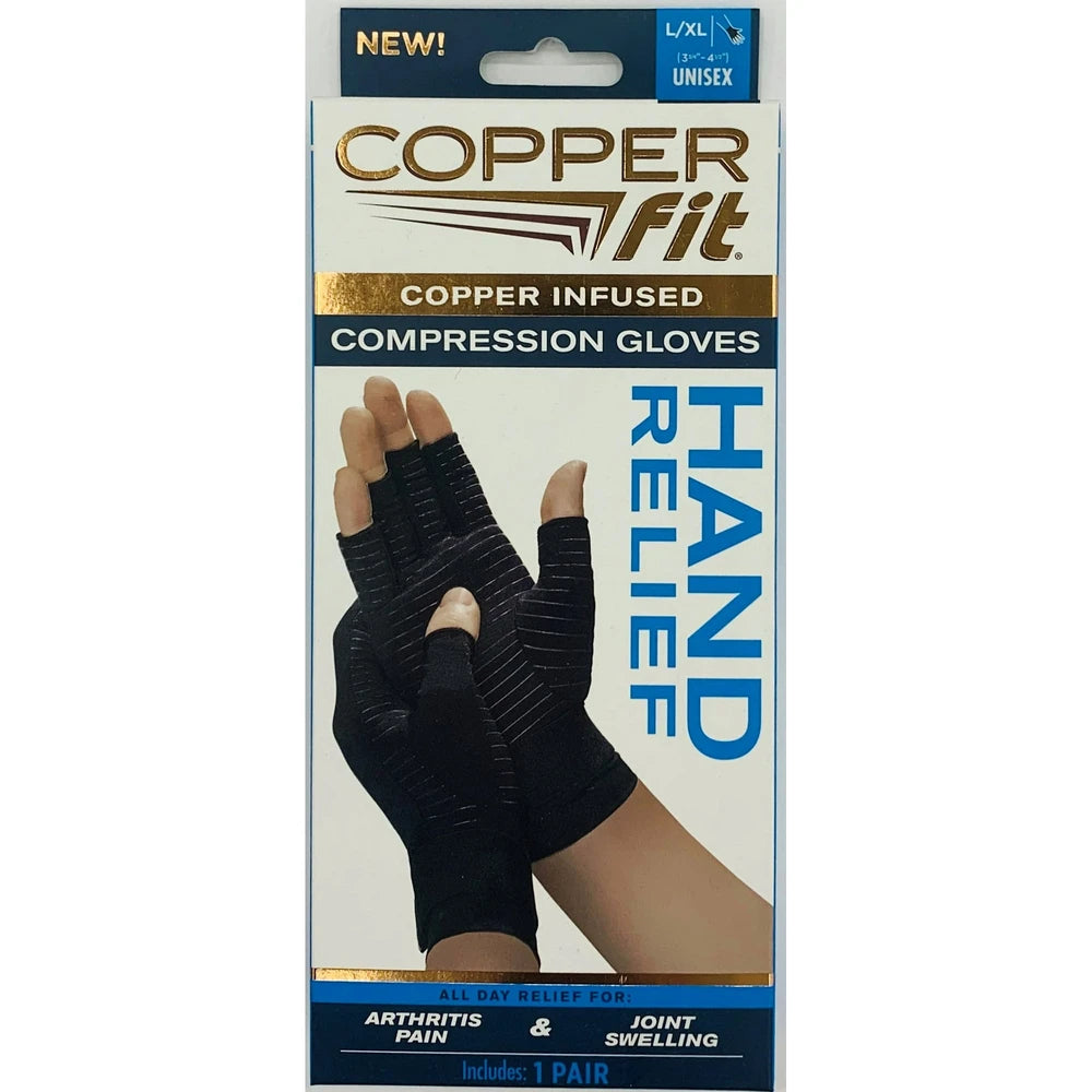 Copper Fit Hand Relief Compression Gloves Large/Extra Large As Seen on TV 2.31Oz (Pack of 12)