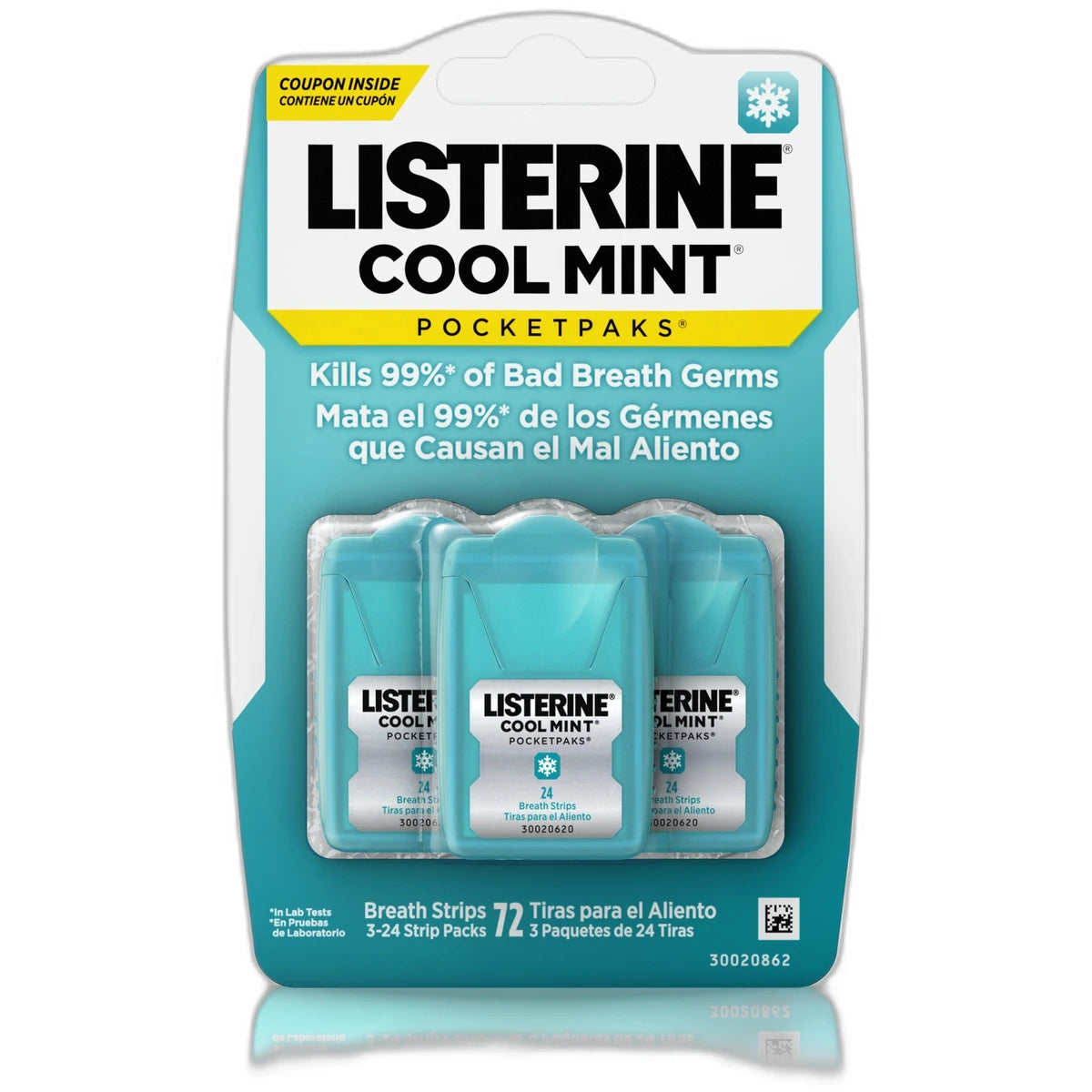 Listerine Pocketpaks Breath Strips Cool Mint 72 Strips 0.64Oz (Pack of 36)