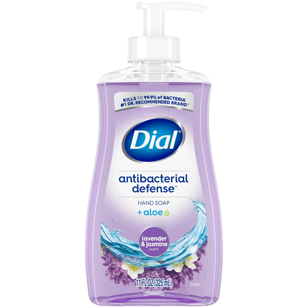 Dial Antibacterial Liquid Hand Soap Lavender & Jasmine Scent 11 fl Oz (Pack of 12)