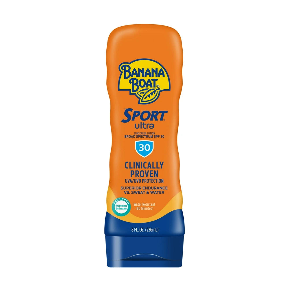 Banana Boat Sport Ultra SPF 30 Sunscreen Lotion Sport Sunscreen Adult Sunblock 8Oz (Pack of 12)