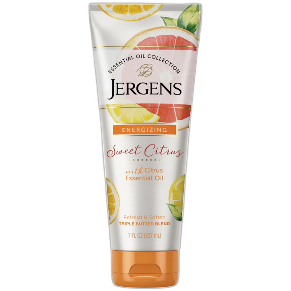 Jergens Energizing Sweet Citrus Essential Oil Body Butter Moisturizer 7Oz (Pack of 5)