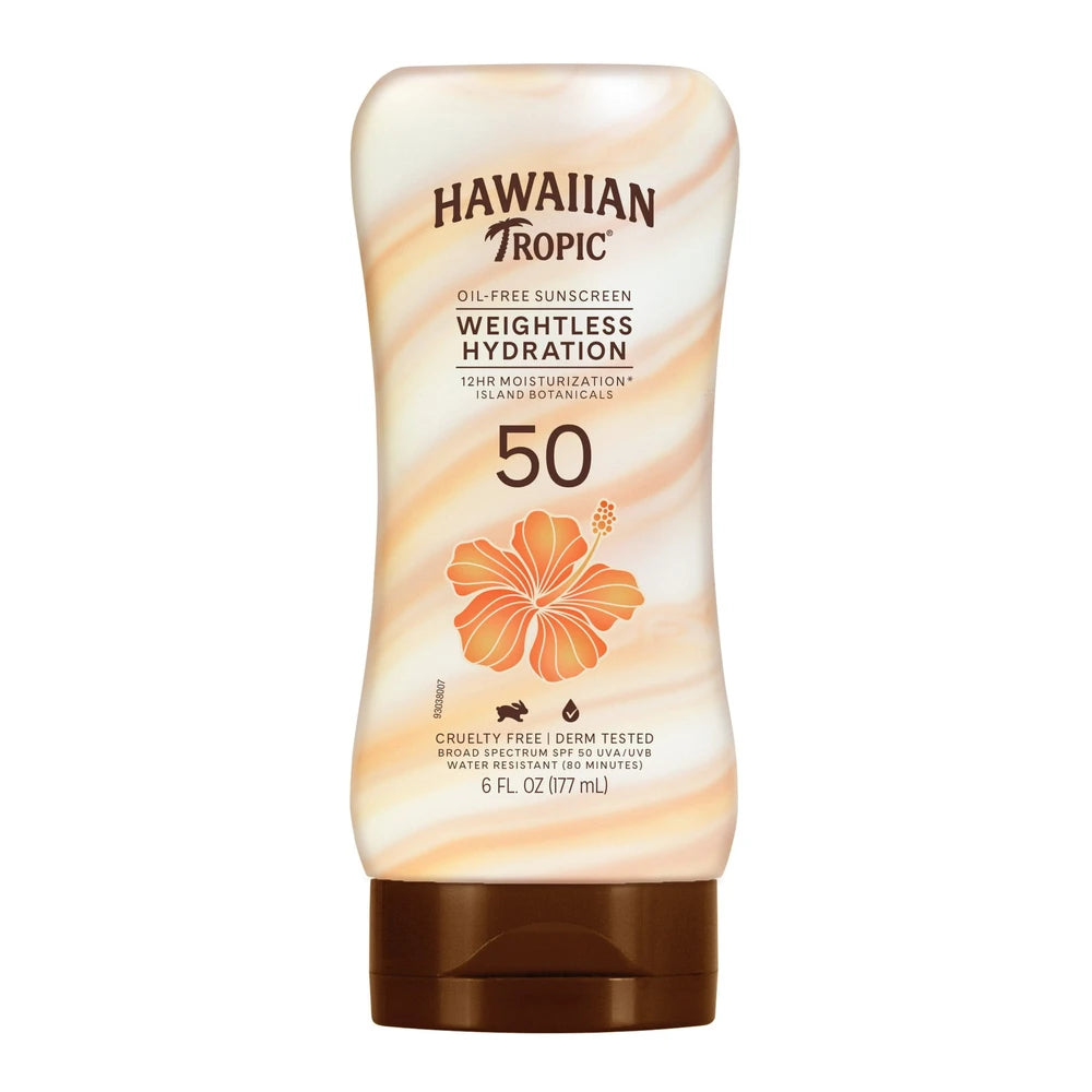 Hawaiian Tropic Weightless Hydration Lotion Sunscreen SPF 50 6 fl Oz (Pack of 12)