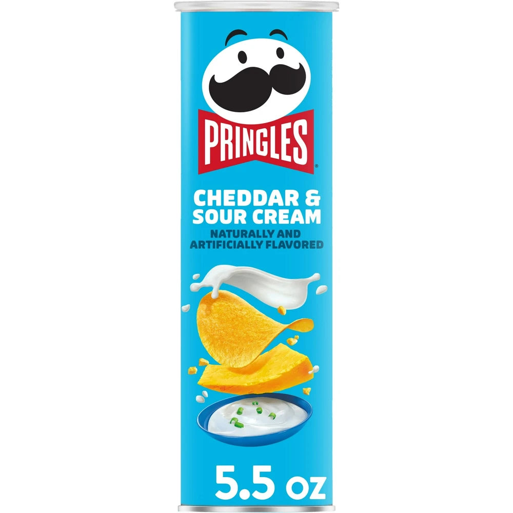 Pringles Cheddar and Sour Cream Potato Crisps Chips Lunch Snacks 5.5 Oz (Pack of 14)