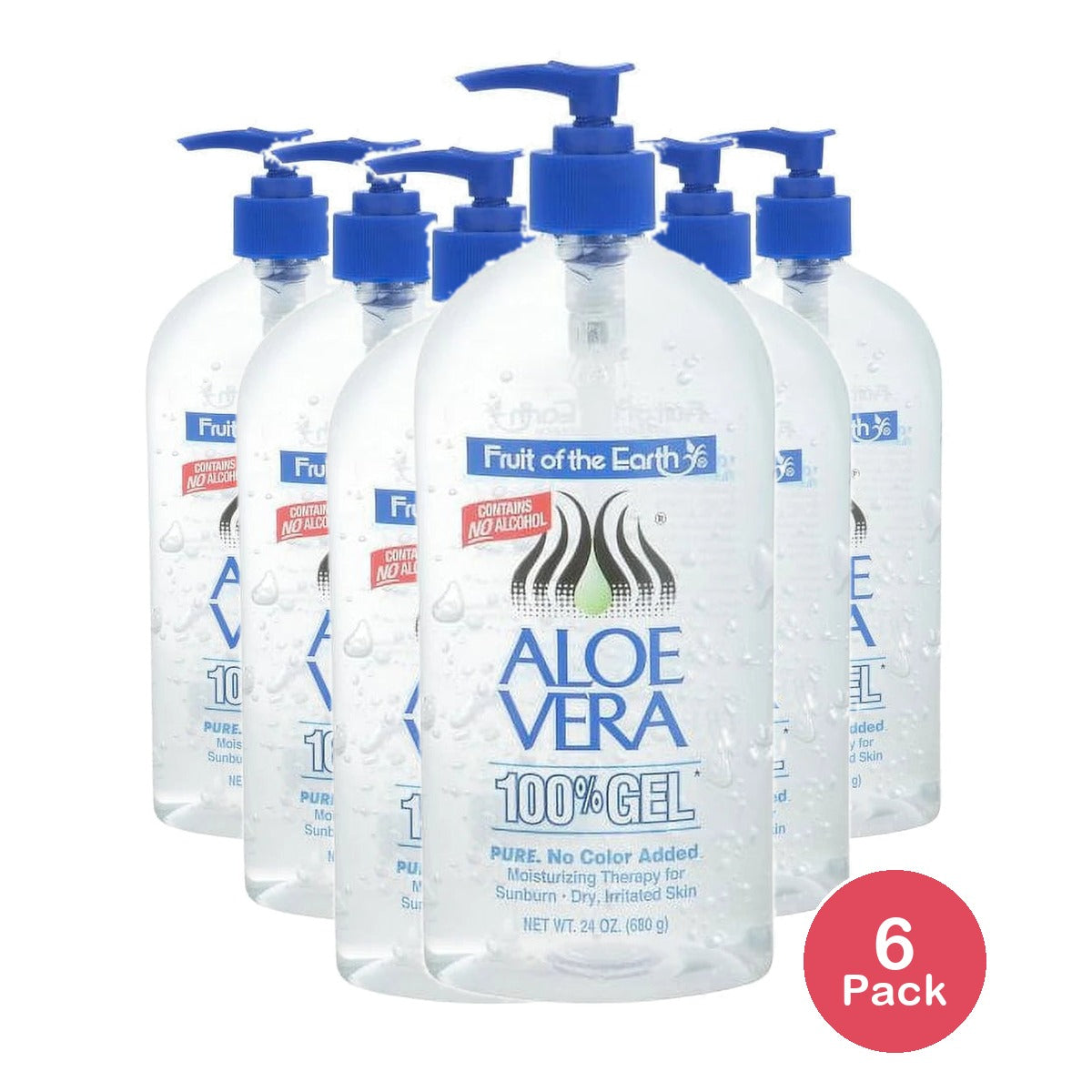 Fruit of the Earth Aloe Vera 100% Gel 24 oz (Pack of 6)