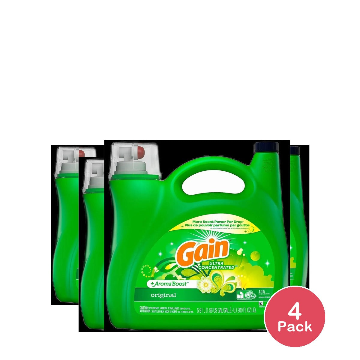 Gain Liquid Detergent + Aroma Boost 154 oz Original HE (Pack of 4)