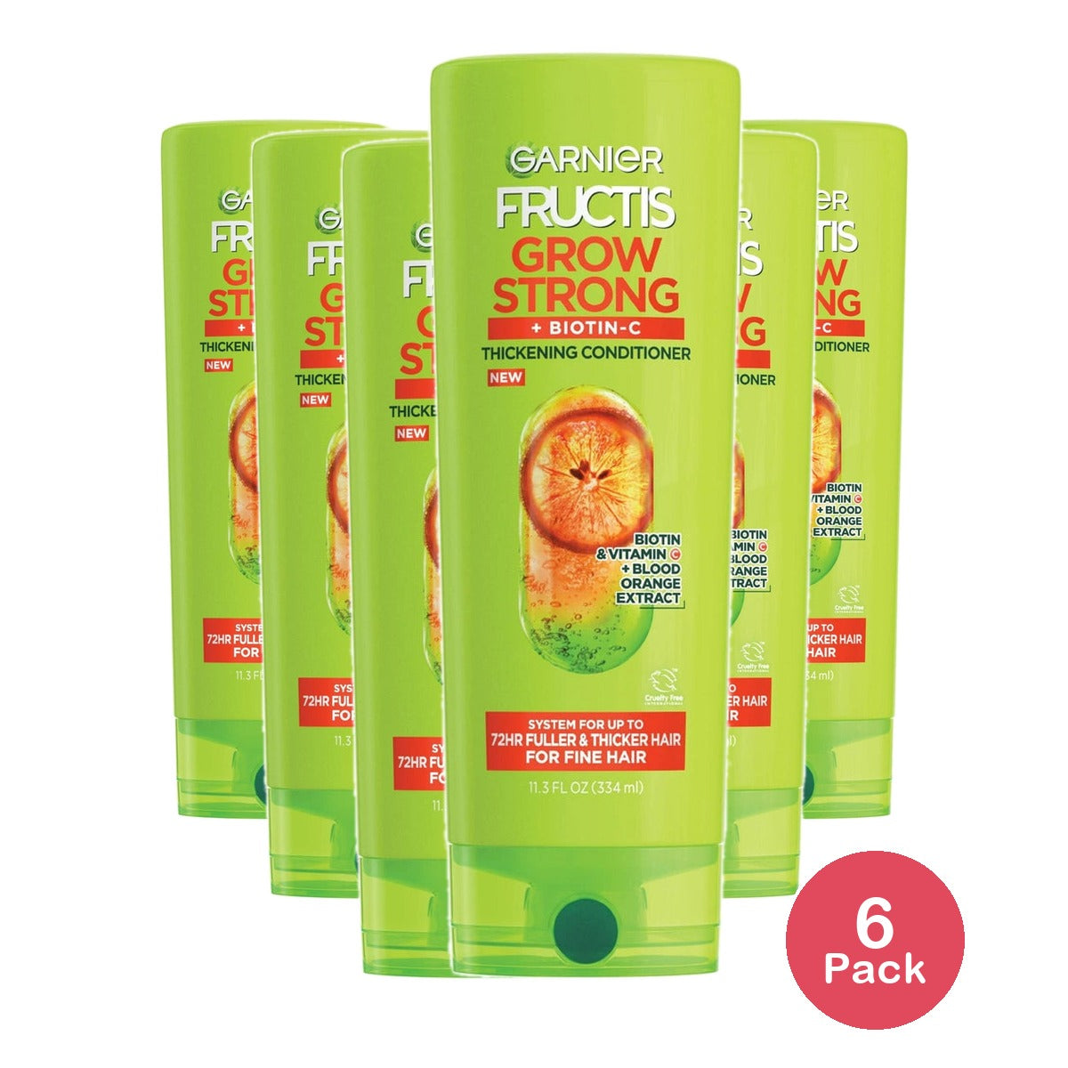 Garnier Fructis Grow Strong All Hair Types Thickening Squeeze Conditioner with B 11.3 fl oz(Pack of 6)