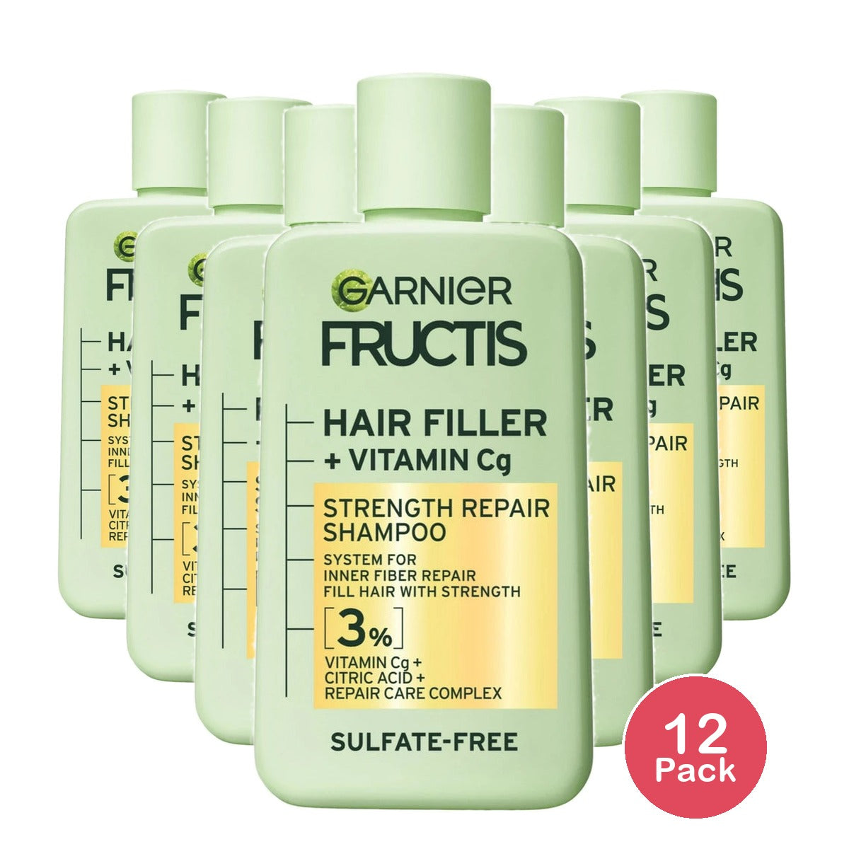 Garnier Fructis Hair Fillers Strength Repair Shampoo for Damaged Hair - 10.1 fl Oz (Pack of 12)