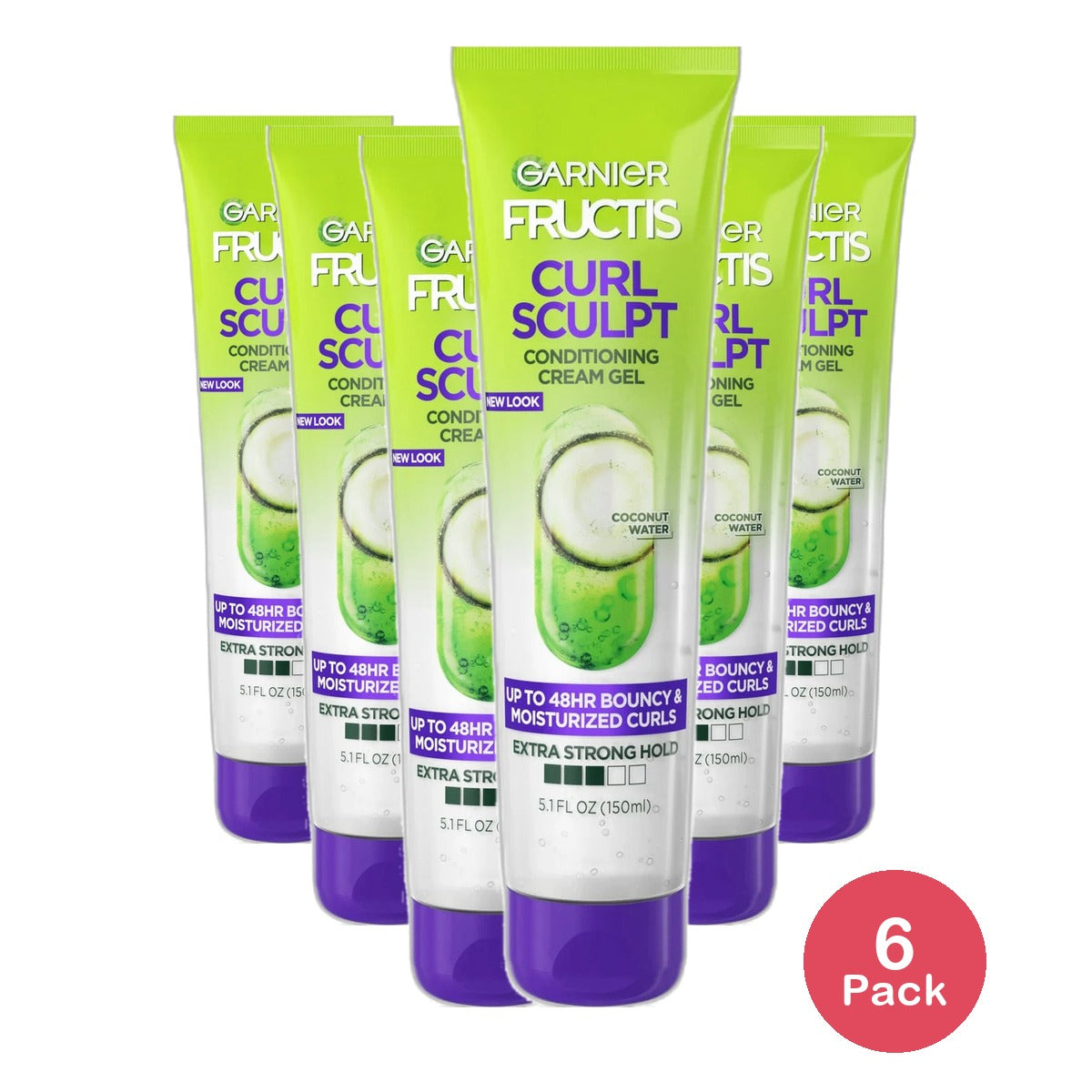 Garnier Fructis Style Curl Sculpting Bouncy Curls Frizz Control Hair Cream-Gel Extra Strong 5Oz (Pack of 6)