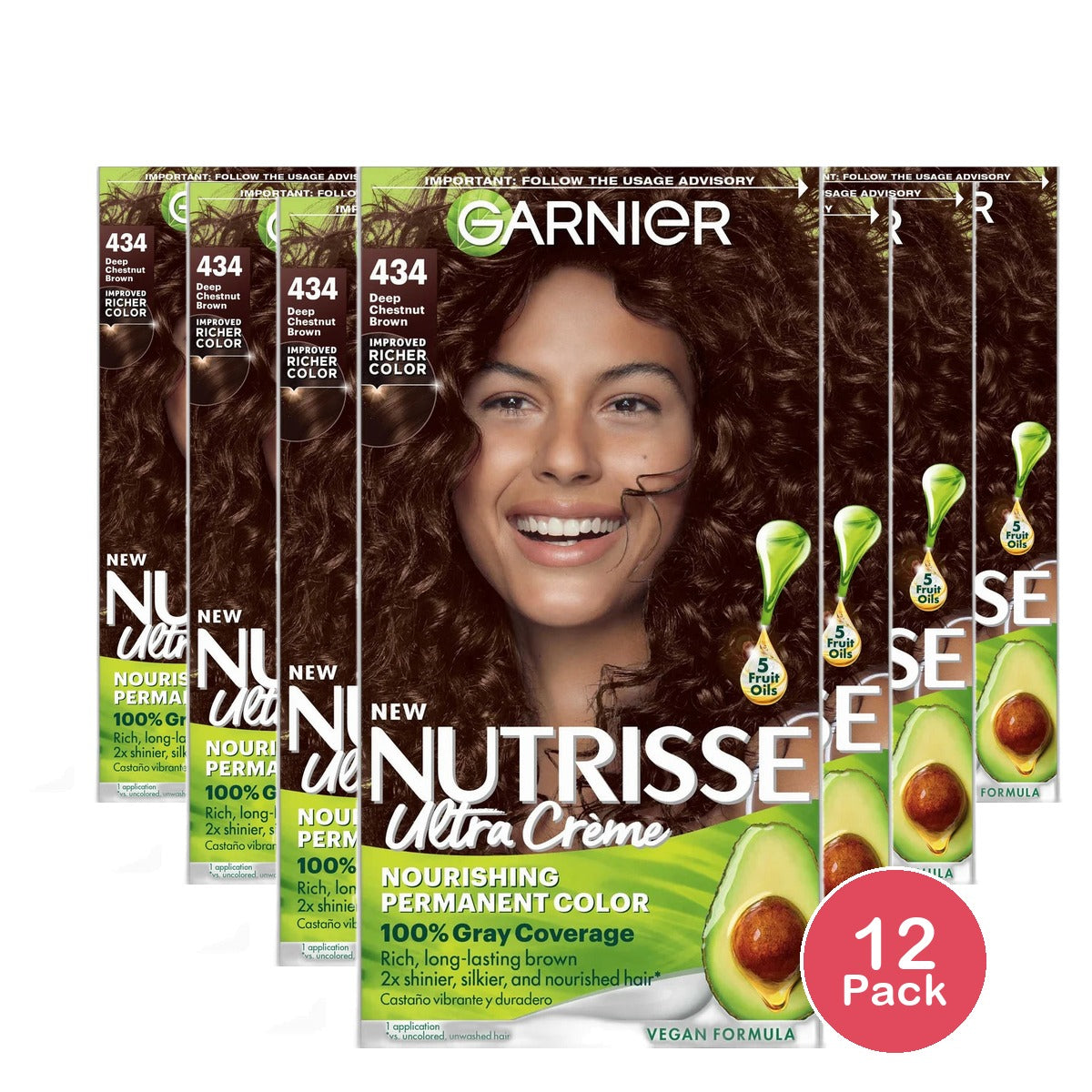 Garnier Nutrisse Herba Shine Hair Color 434 Deep Chestnut Brown1 kit 8.48oz (Pack of 12)