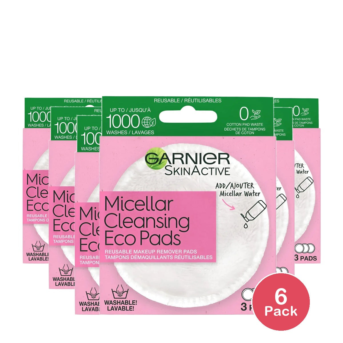 Garnier Skinactive Micellar Cleansing Eco Pads Reusable (Pack Of 6)