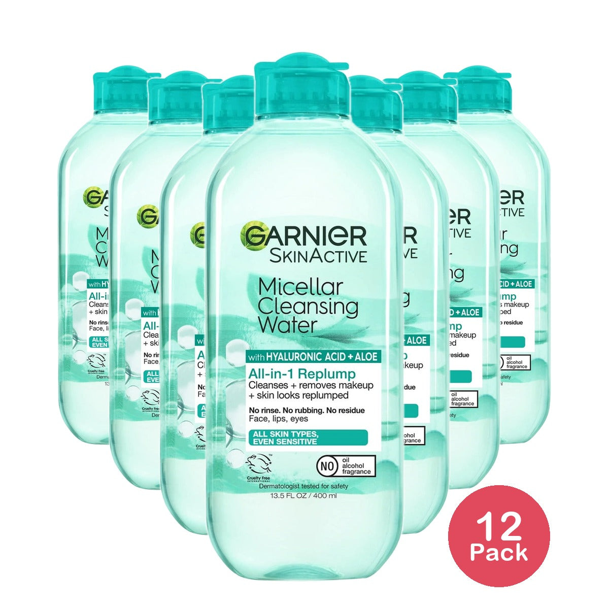 Garnier SkinActive Replumping Hyaluronic Acid + Aloe Micellar Cleansing Water - 13.5 fl oz (Pack of 12)