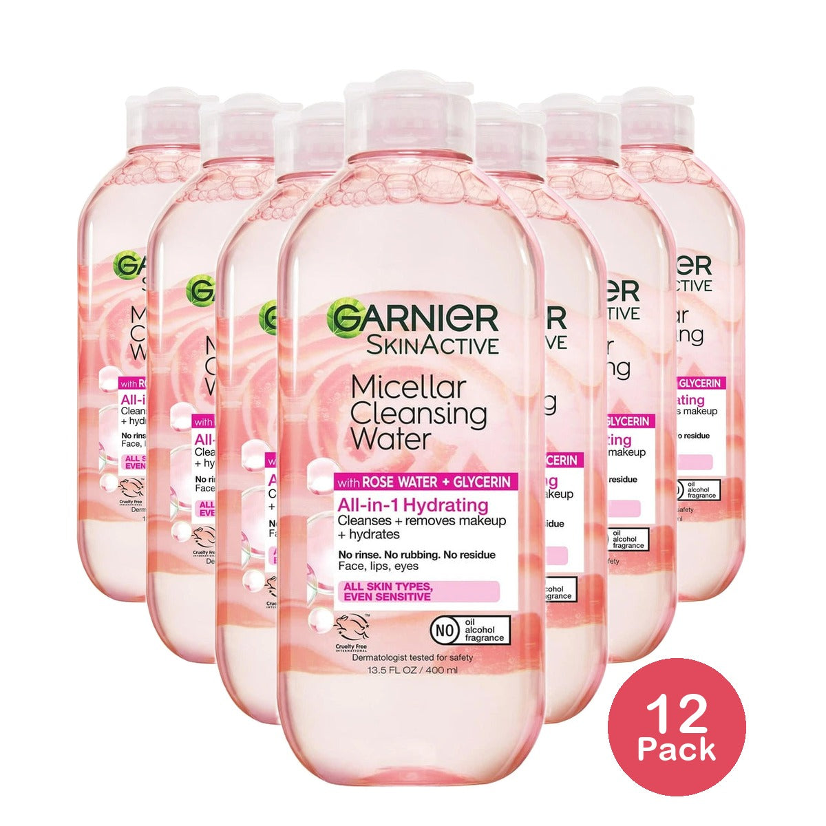 Garnier SkinActive Water Rose Micellar Cleansing Water - 13.5 fl oz(Pack of 12)