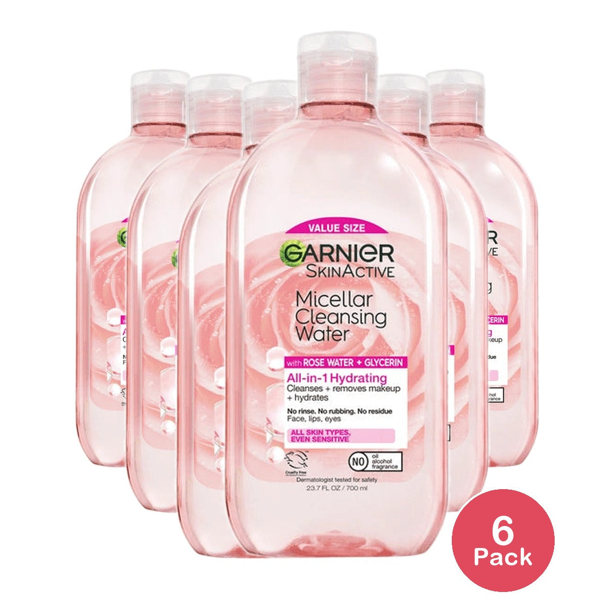 Garnier SkinActive Water Rose Micellar Cleansing Water - 23.7 fl oz (Pack of 6)