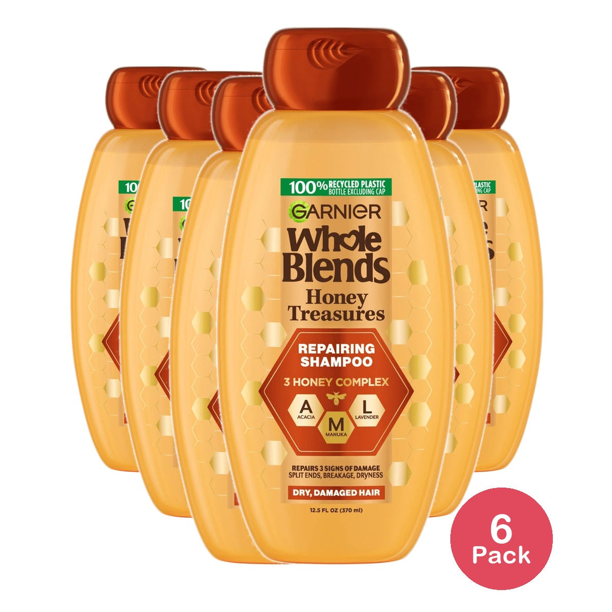 Garnier Whole Blends Honey Treasures Repairing Shampoo - 12.5 fl OZ (Pack of 6)