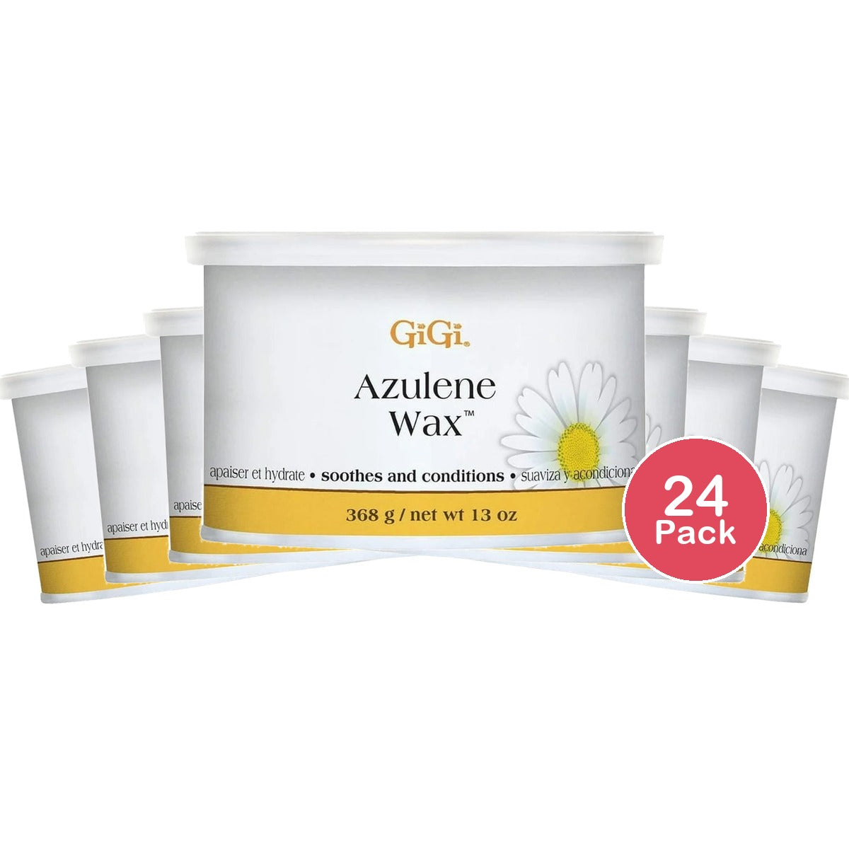GiGi Azulene Hair Removal Soft Wax Face & Full Body Use for Normal Skin 13 oz (Pack of 24)