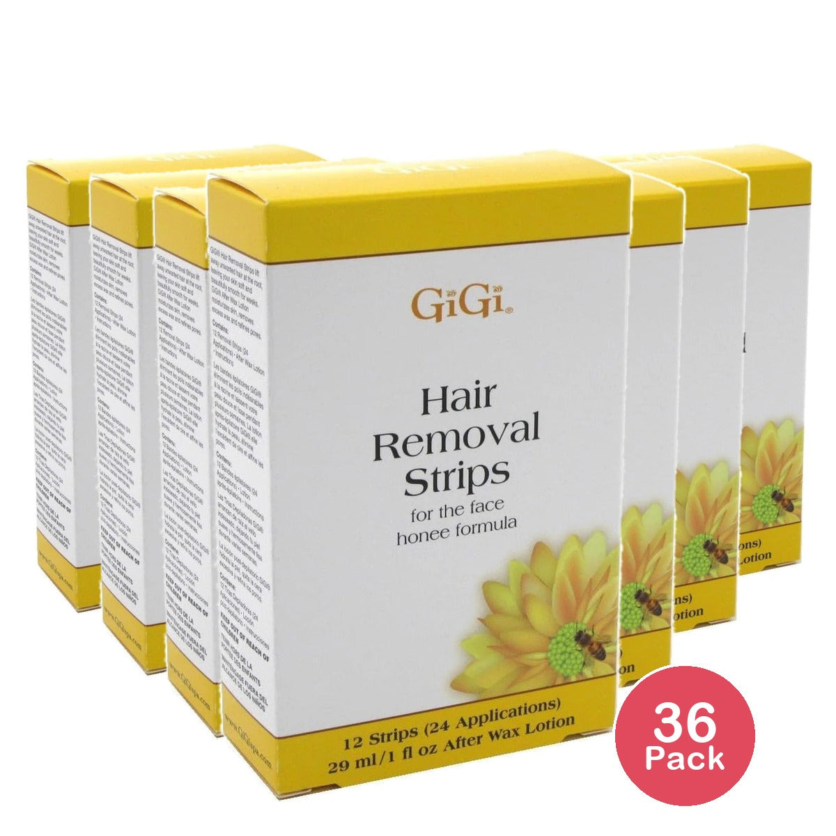 Gigi Hair Removal Strips for the Face - 12 Strips w/ 1oz Post Epilation Lotion (Pack of 36)