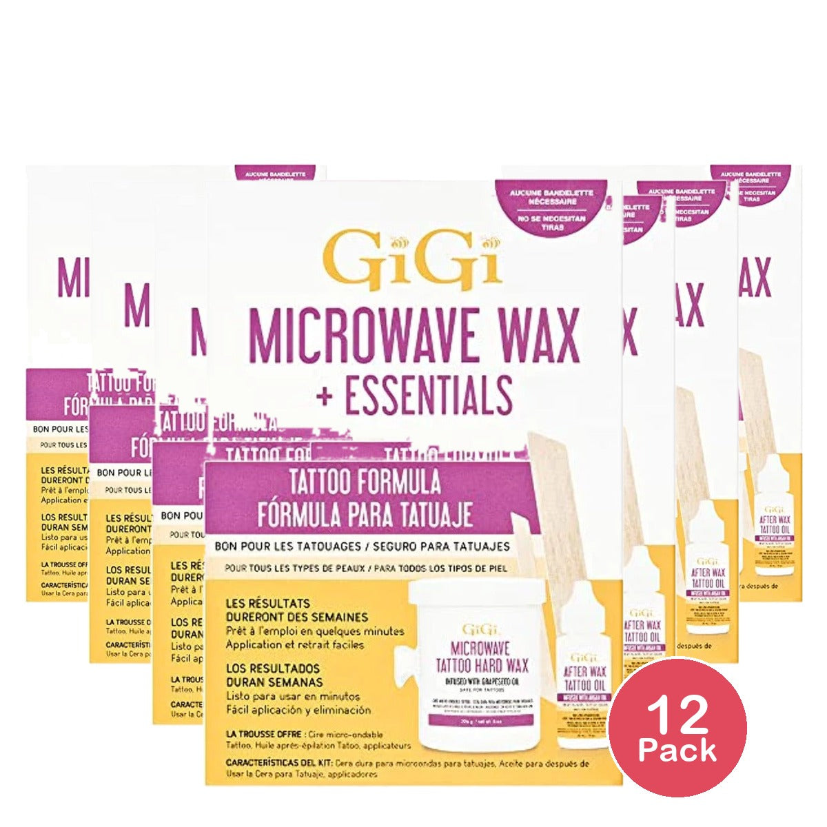 GiGi Microwave Tattoo Hard Wax Kit 8 Oz (Pack of 12)