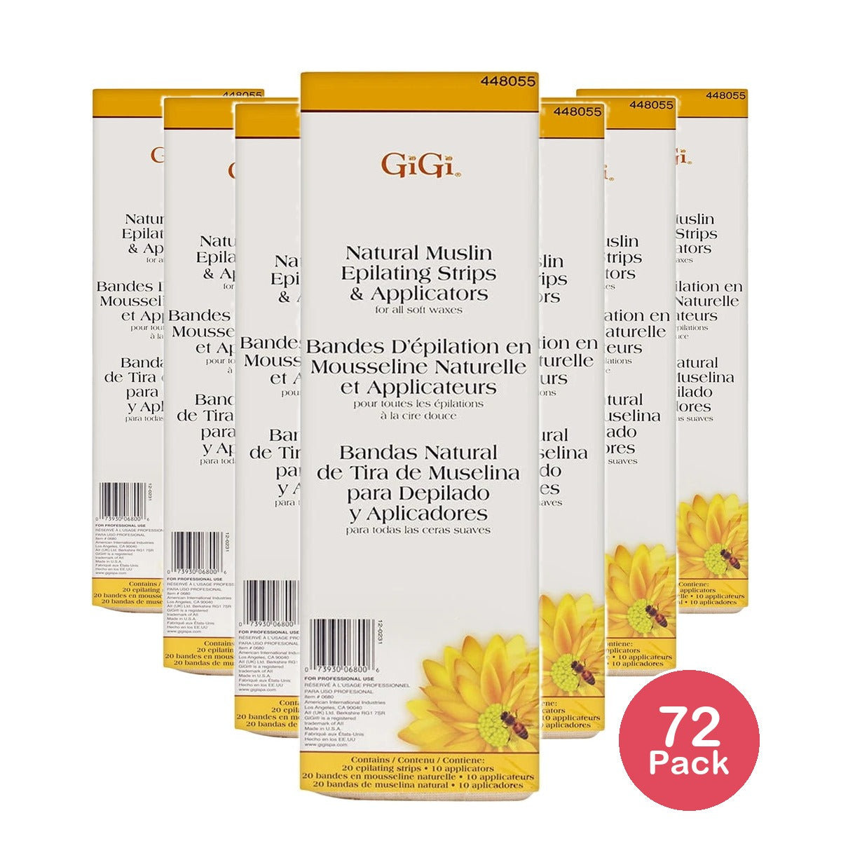 Gigi Natural Muslin Epilating Strips & Applicators (Pack of 72)