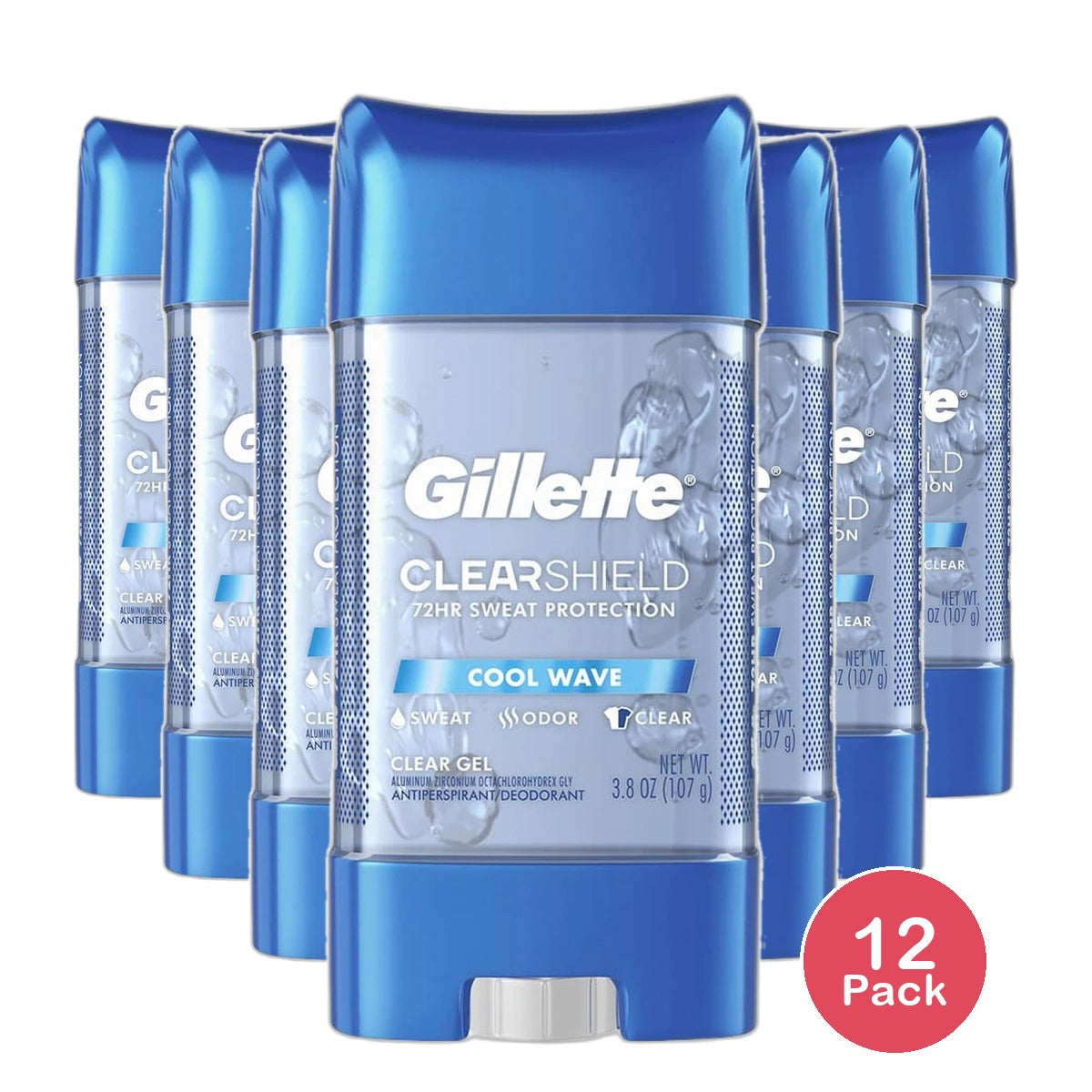 Gillette 3X Clear Gel Antiperspirant Deodorant Cool Wave 3.8Oz (Pack of 12)