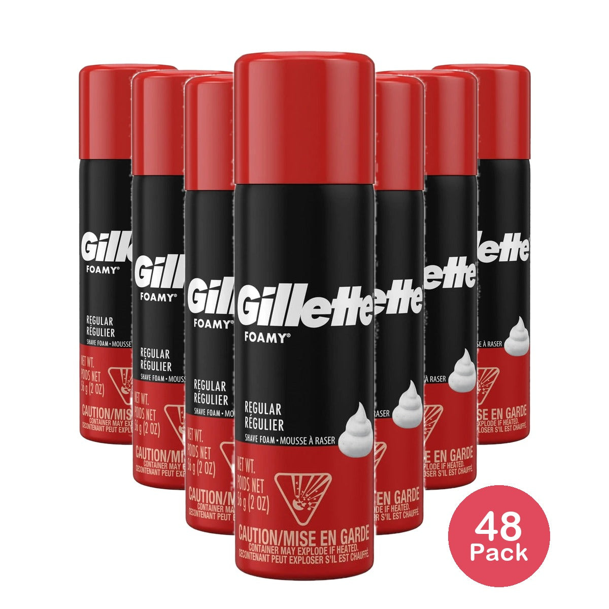 Gillette Foamy Regular Shaving Foam 2 Oz (Pack of 48)