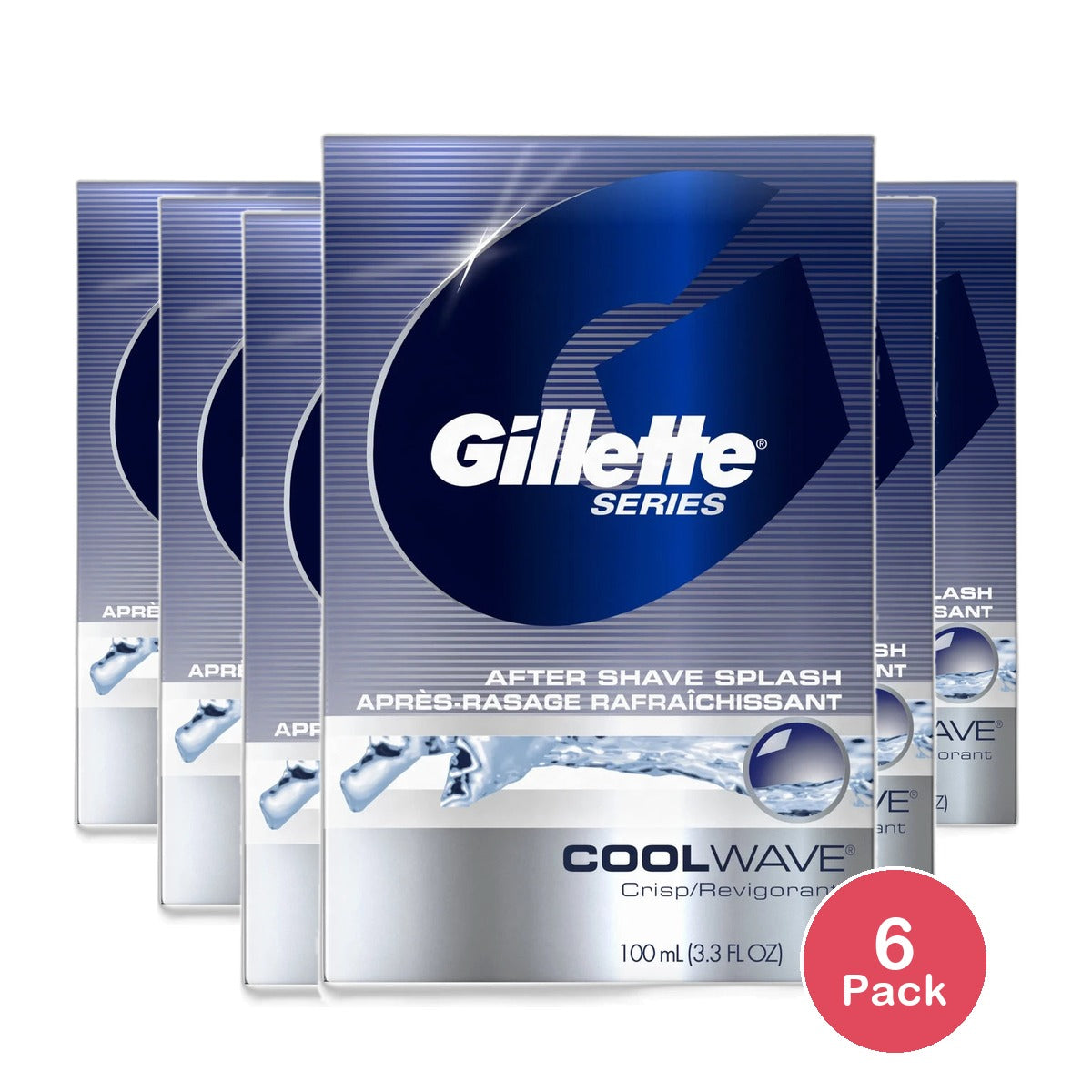Gillette Series Cool Wave After Shave Splash Fresh 3.3Oz (Pack of 6)