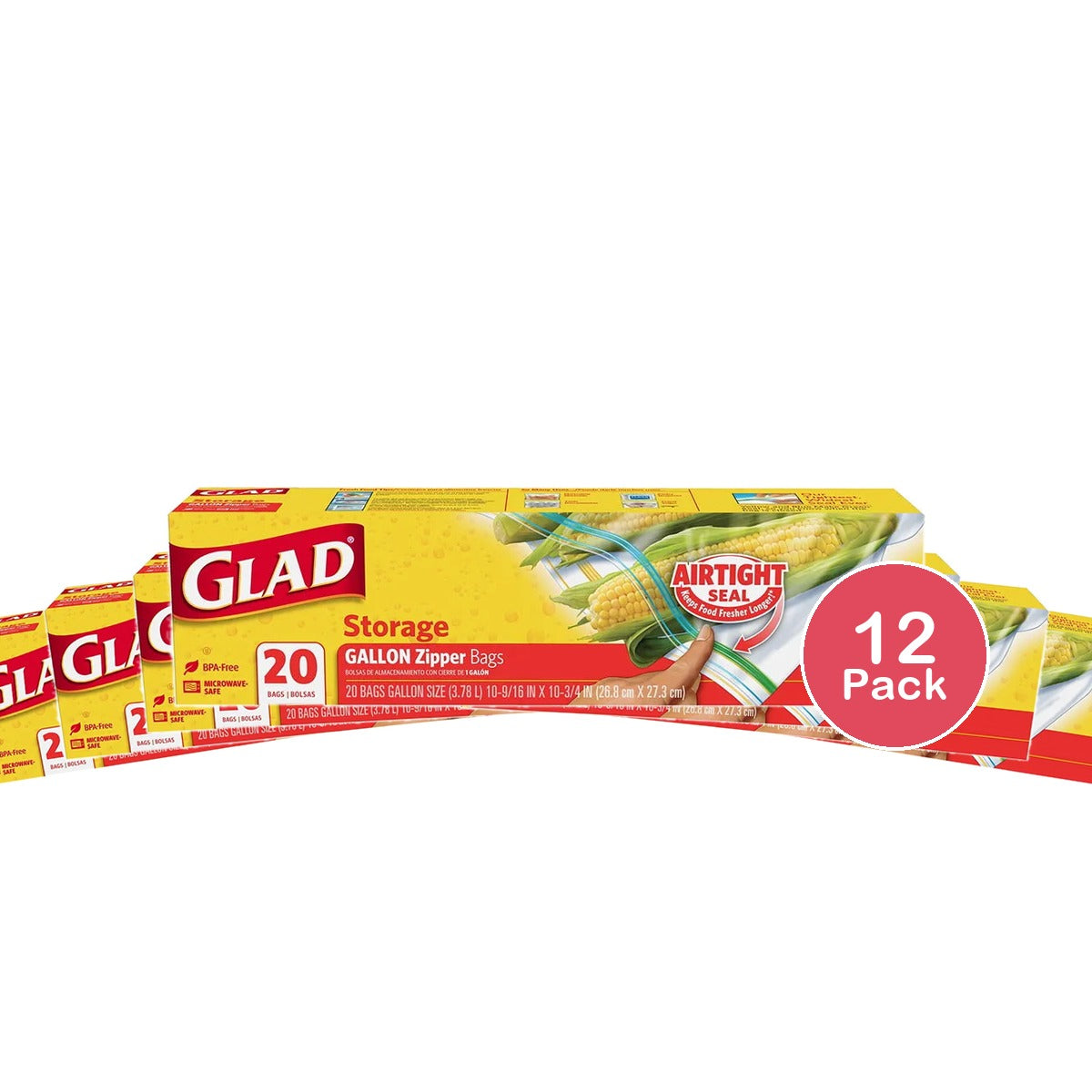 Glad Zipper Storage Bag Gallon 8oz (Pack of 12)