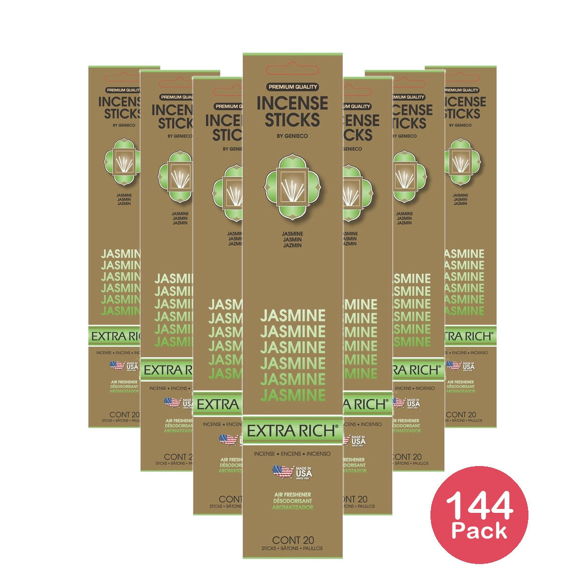 Gonesh Extra Rich Jasmine Incense Sticks 20 Ct (Pack of 144)
