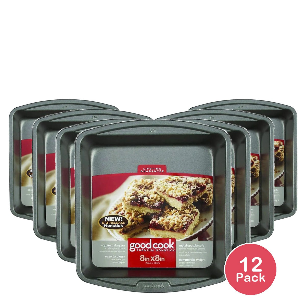 Good Cook Premium Nonstick Square Cake Pan 8in 7.1Oz (Pack of 12)