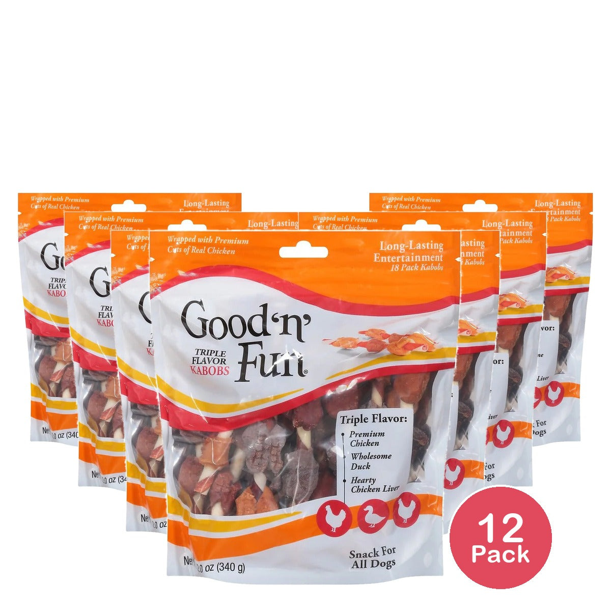 Good 'n' Fun Triple Flavor Kabobs 12 Oz (Pack of 12)