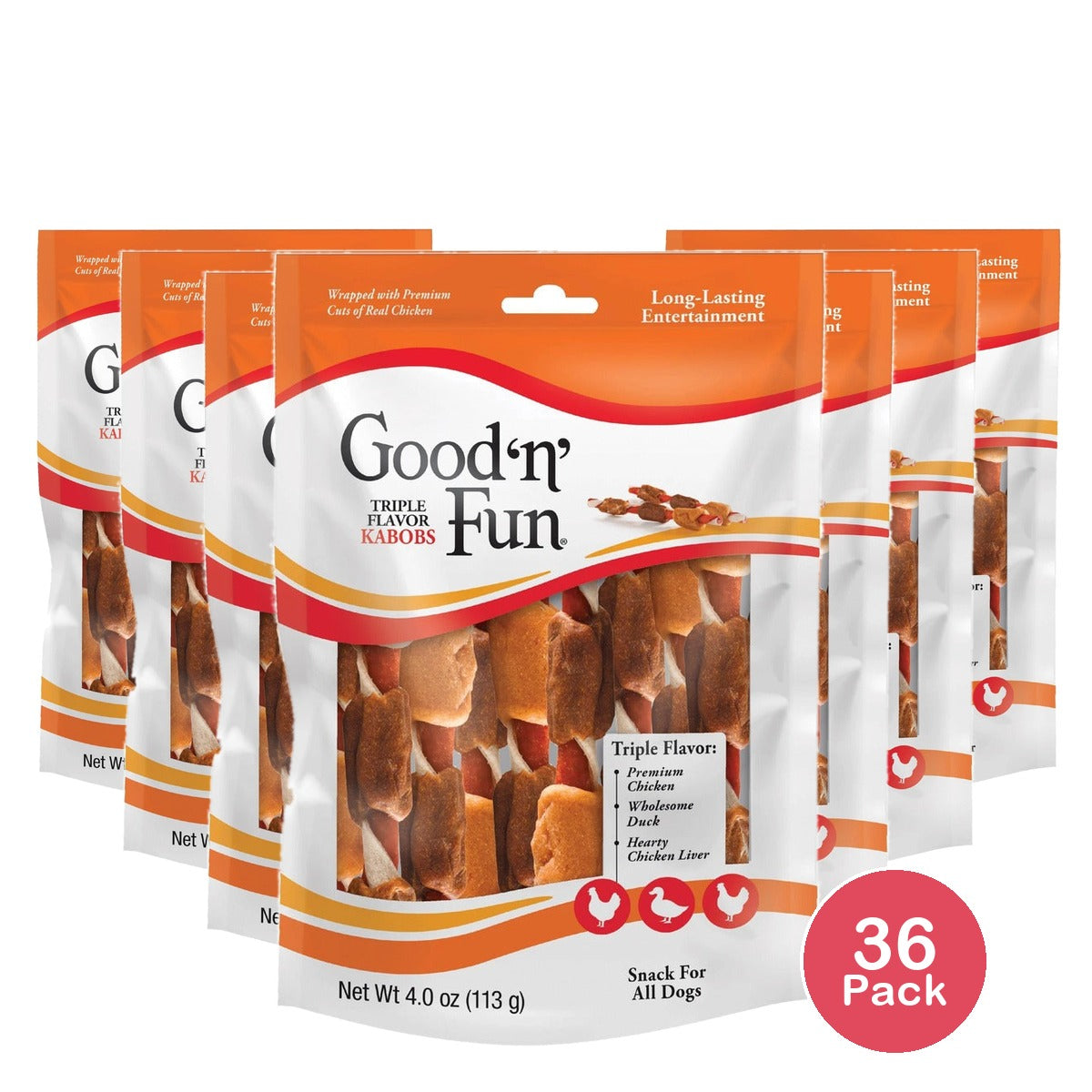 Good 'n' Fun Triple Flavor Kabobs 4 Oz (Pack of 36)