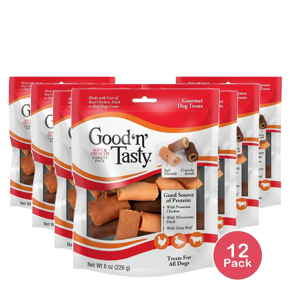 Good 'N' Tasty Soft & Crunchy Variety Pack Dog Treats 8 Oz (Pack of 12)