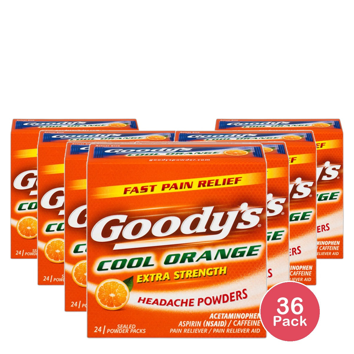 Goodys Extra Strength Headache and Pain Relief Powder Cool Orange 2.24oz (Pack of 36)