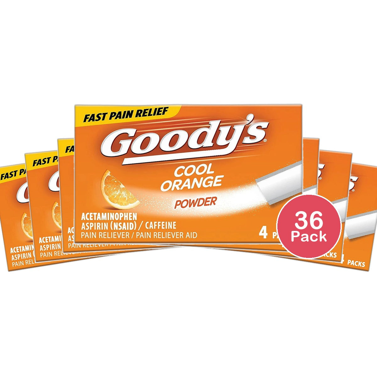 Goodys Extra Strength Headache Powder Cool Orange Flavor Dissolve Packs 4oz (Pack of 36)