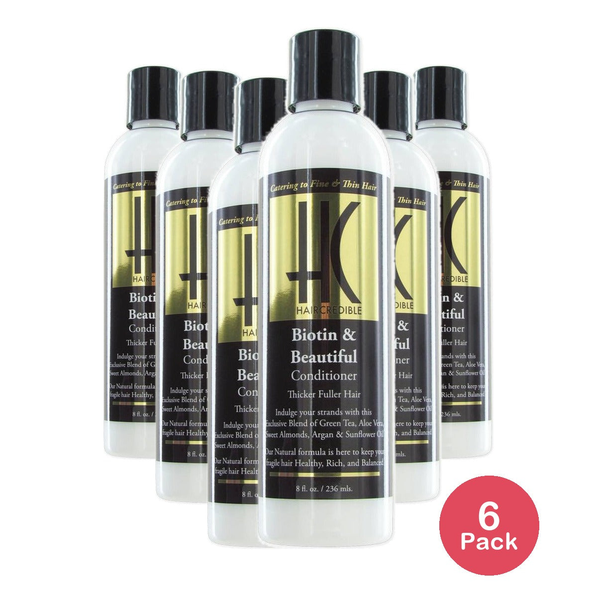 Haircredible Biotin & Beautiful Conditioner 8 Oz (Pack of 6)